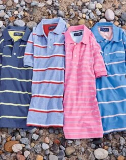 Striped Polo Shirt - Blue/Pink -Joseph Turner Shop Mens Mid Blue Pink Striped Polo Shirt MTPOSSMBP 5