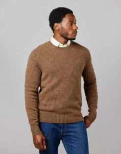 Shetland Crew Neck Jumper - Moss -Joseph Turner Shop Mens Moss Shetland Crew Neck Jumper MKSHCRMOS 1