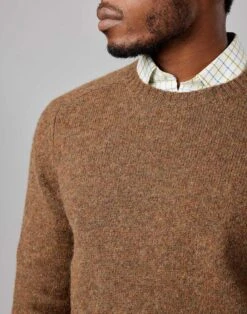 Shetland Crew Neck Jumper - Moss -Joseph Turner Shop Mens Moss Shetland Crew Neck Jumper MKSHCRMOS 4