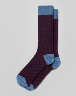 Checkerboard Socks - Navy/Burgundy
