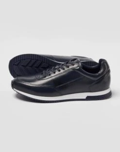 Bannister Trainers - Navy Burnished Calf