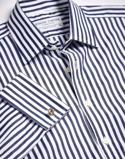 Navy Butcher Stripe Shirt