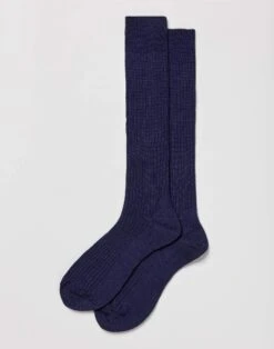 Classic Wool Long Socks - Navy