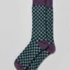 Checkerboard Socks - Navy/Green -Joseph Turner Shop Mens Navy Green Checkerboard Socks MASOCBNGR 1