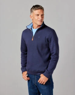 Half Zip Jersey Sweatshirt - Navy