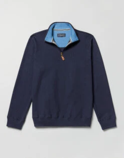 Half Zip Jersey Sweatshirt - Navy -Joseph Turner Shop Mens Navy Half Zip Jersey Sweatshirt MTHWHZNAV 3