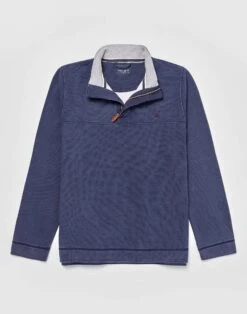 Washed Piqué Half Zip Sweatshirt - Dark Blue -Joseph Turner Shop Mens Navy Half Zip Washed Pique Sweatshirt MTHZWPNVY 3