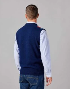 Harlequin Slip Over - Navy -Joseph Turner Shop Mens Navy Harlequin Slipover MKHAQSNAV 2