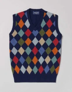 Harlequin Slip Over - Navy -Joseph Turner Shop Mens Navy Harlequin Slipover MKHAQSNAV 3