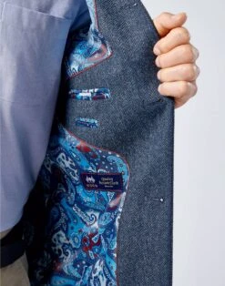 Tweed Nehru Gilet - Navy Herringbone -Joseph Turner Shop Mens Navy Herringbone Nehru Waistcoat MJNEHWNVH 3