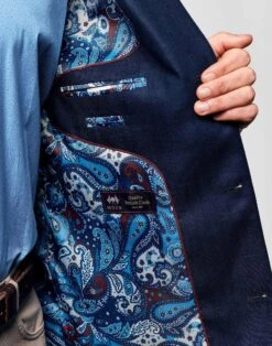 Nehru Wool/Linen Gilet - Navy Herringbone 13 Nehru Wool/Linen Gilet - Navy Herringbone -Joseph Turner Shop Mens Navy Herringbone Nehru Waistcoat MJNEWLNAH 4