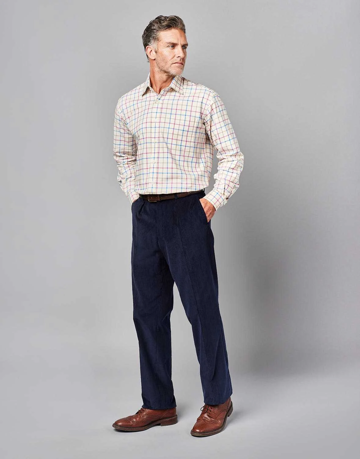 Needlecord Trousers - Navy 3 Needlecord Trousers - Navy