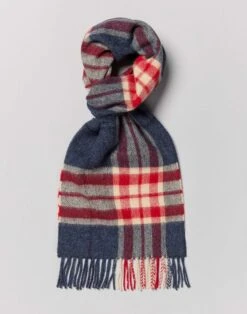 Lambswool Scarf - Navy/Red
