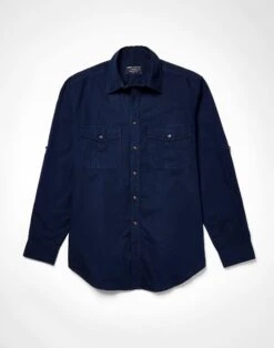 Safari Shirt - Navy -Joseph Turner Shop Mens Navy Safari Shirt MCSAFSNAV 3