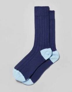 Heel & Toe Cotton Socks - Navy/Sky