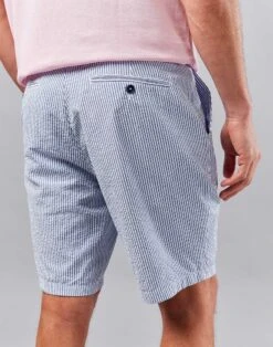 Seersucker Shorts - Navy -Joseph Turner Shop Mens Navy Stripe Seersucker Flat Front Shorts MHSHSSNAV 4
