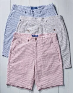 Seersucker Shorts - Navy -Joseph Turner Shop Mens Navy Stripe Seersucker Flat Front Shorts MHSHSSNAV 5