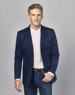 Unstructured Cotton/Linen Jacket - Navy