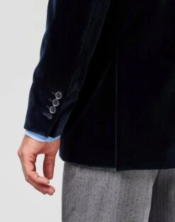 Velvet Nehru Jacket - Navy -Joseph Turner Shop Mens Navy Velvet Jacket MJVVNJNAV 3