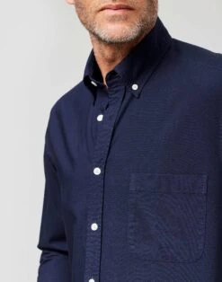 Washed Button Down Oxford Shirt - Navy -Joseph Turner Shop Mens Navy Washed Casual Oxford Shirt MCOXFDNAY 4