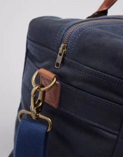 Waxed Canvas Weekend Holdall - Navy -Joseph Turner Shop Mens Navy Waxed Canvas Weekend Holdall MAWCWHNAV 3