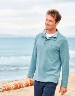 Washed Piqué Half Zip Sweatshirt - Ocean
