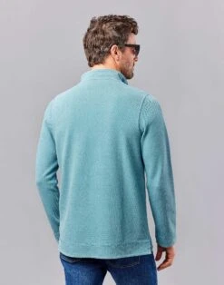 Washed Piqué Half Zip Sweatshirt - Ocean -Joseph Turner Shop Mens Ocean Washed Pique Sweatshirt MTHZWPOCN 2