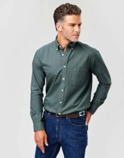 Washed Button Down Oxford Shirt - Olive