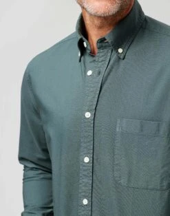 Washed Button Down Oxford Shirt - Olive -Joseph Turner Shop Mens Olive Washed Casual Oxford Shirt MCOXFDOLV 4