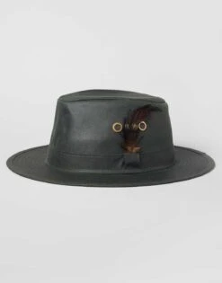Waxed Trilby Hat - Olive