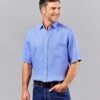 Linen Shirt Short Sleeve - Pacific Blue -Joseph Turner Shop Mens Pacific Short Sleeve Linen Shirt MCLNSSPAC 1