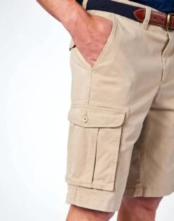 Cargo Shorts - Pebble -Joseph Turner Shop Mens Pebble Cargo Shorts MHSHCAPEB 3
