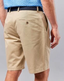 Pleated Front Shorts - Pebble -Joseph Turner Shop Mens Pebble Pleat Front Shorts MHSHTWPEB 4