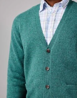 Lambswool Cardigan - Pine -Joseph Turner Shop Mens Pine Lambswool Cardigan MKLWCADAR 4