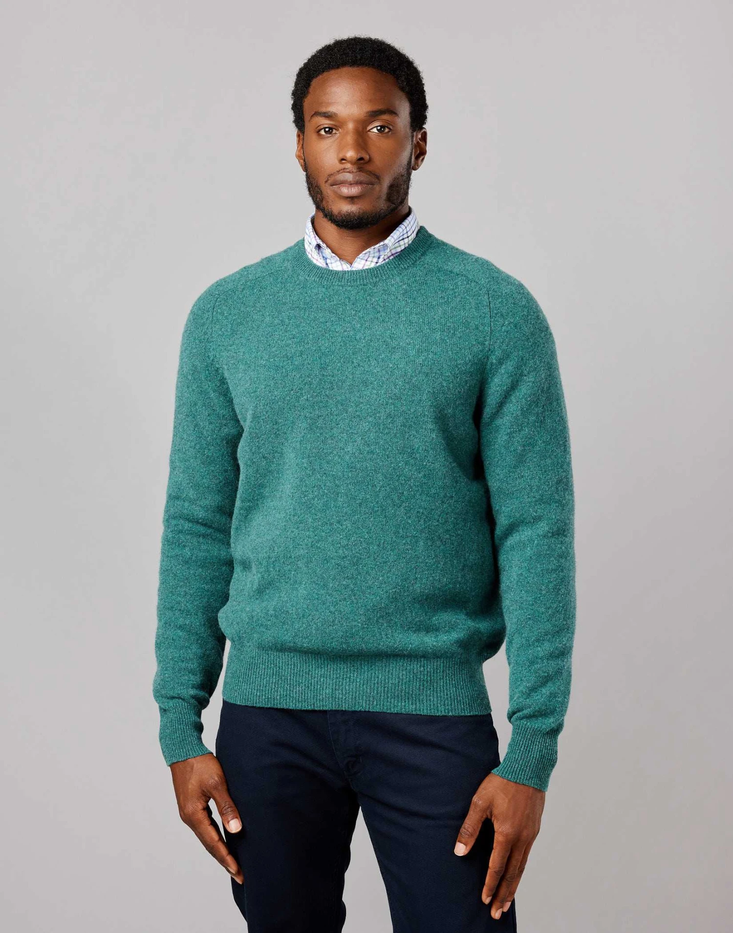 Lambswool Crew Neck Jumper - Pine 3 Lambswool Crew Neck Jumper - Pine