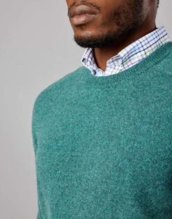 Lambswool Crew Neck Jumper - Pine 10 Lambswool Crew Neck Jumper - Pine -Joseph Turner Shop Mens Pine Lambswool Crew Neck Jumper MKLWCRDAR 4