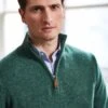 Lambswool Half Zip Jumper - Pine
