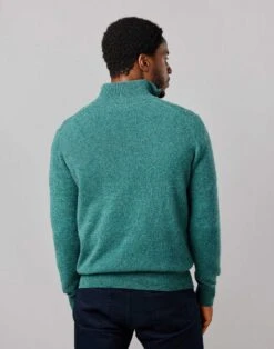 Lambswool Half Zip Jumper - Pine -Joseph Turner Shop Mens Pine Lambswool Half Zip Jumper MKLWHZDAR 2