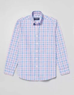 Washed Button-Down Oxford Shirt - Pink/Blue Check -Joseph Turner Shop Mens Pink Blue Check Washed Casual Oxford Shirt MCOXFDPKB 3