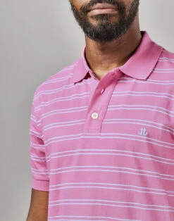 Striped Polo Shirt - Pink/Blue -Joseph Turner Shop Mens Pink Blue Striped Polo Shirt MTPOSSPKB 4