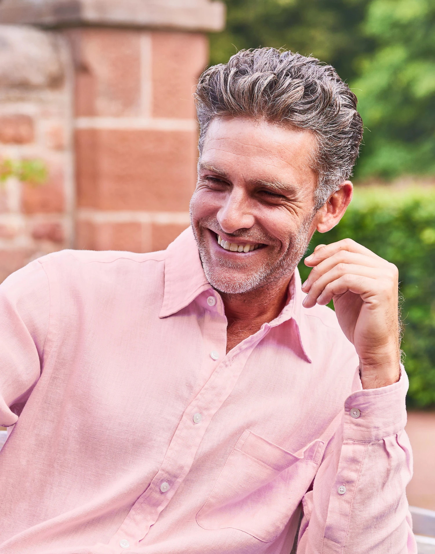 Linen Shirt Long Sleeve - Pink 3 Linen Shirt Long Sleeve - Pink