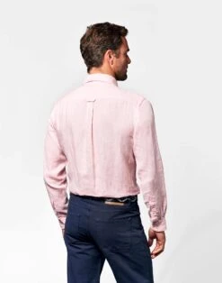 Linen Shirt Long Sleeve - Pink 10 Linen Shirt Long Sleeve - Pink -Joseph Turner Shop Mens Pink Long Sleeve Linen Shirt MCLNLSPNK 2