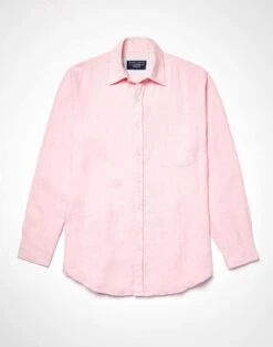 Linen Shirt Long Sleeve - Pink 11 Linen Shirt Long Sleeve - Pink -Joseph Turner Shop Mens Pink Long Sleeve Linen Shirt MCLNLSPNK 3