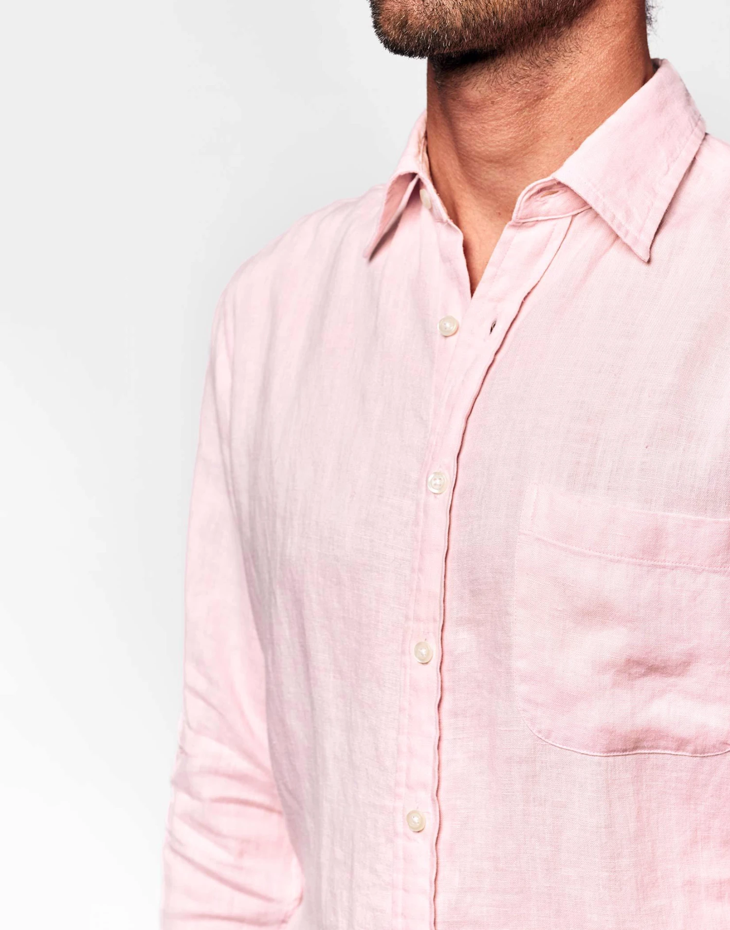 Linen Shirt Long Sleeve - Pink 7 Linen Shirt Long Sleeve - Pink - Image 5