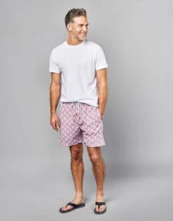 Swim Shorts - Pink Shells On Blue