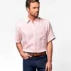 Linen Shirt Short Sleeve - Pink -Joseph Turner Shop Mens Pink Short Sleeve Linen Shirt MCLNSSPNK 1