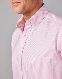 Button Down Oxford Shirt - Pink Stripe 11 Button Down Oxford Shirt - Pink Stripe -Joseph Turner Shop Mens Pink Stripe Buttondown Oxford Shirt MCBDOXPNK 4