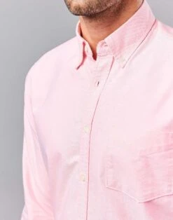 Washed Oxford Shirt - Pink -Joseph Turner Shop Mens Pink Washed Button Down Oxford Shirt MCWSBOPNK 4