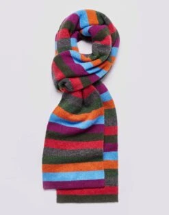 Stripey Lambswool Scarf - Purple Multistripe