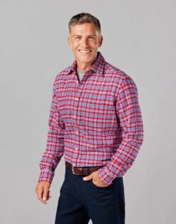 Brushed Cotton Check Shirt - Red/Blue